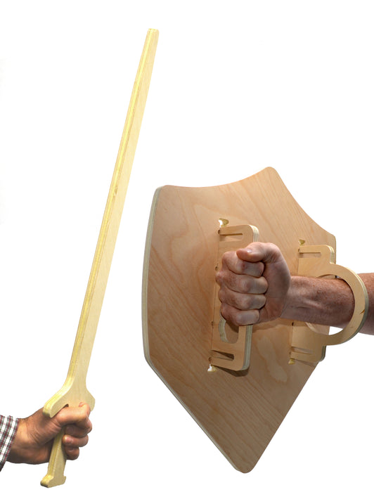 Wood Knight's Sword and Shield Set - (1) 25.5 Inch Tall Sword, Made of American Birth Wood, Made in the U.S.A. - The Imagination Series by hBAR