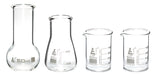 Laboratory Glass Flask and Beaker Shot Glasses - Set of 4 Premium Borosilicate 3.3 Glass Labware - hBAR at Home series