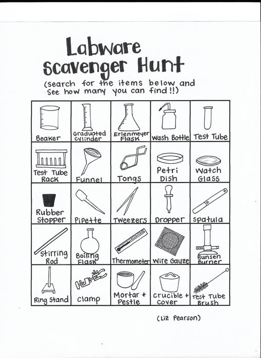 Labware Scavenger Hunt  - Printable Coloring Page - Educational & Teaching Resource