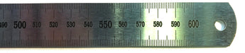 Pack of Five (5) Stainless Steel 60cm Ruler with Stamped mm and cm Graduations - Eisco Labs