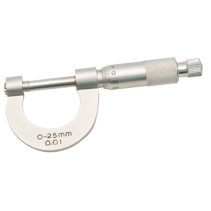 Micrometer Screw Gauge, Nickel Plated Brass - Range 0-25x0.01mm