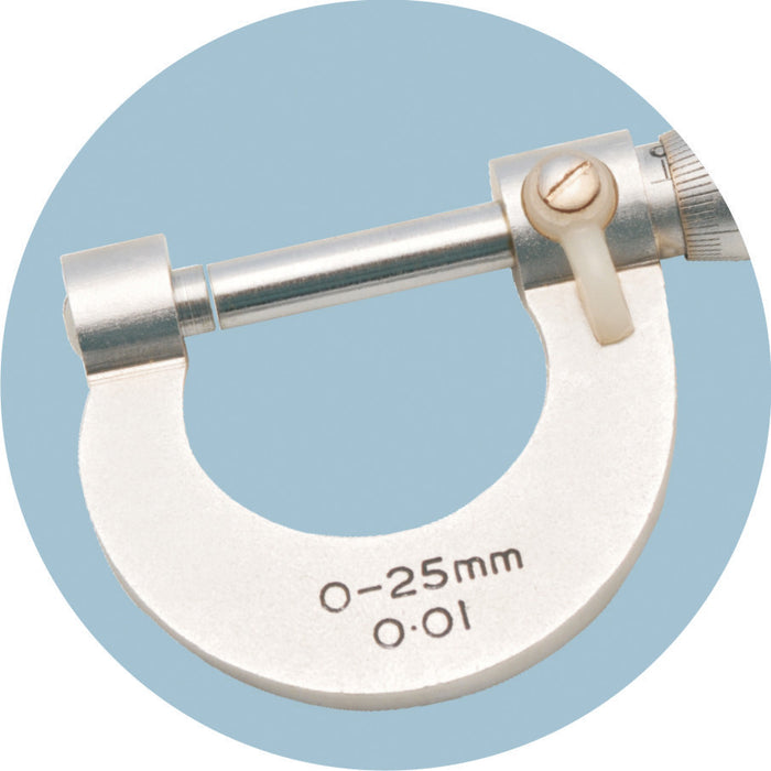 Micrometer Screw Gauge, Nickel Plated Brass - Range 0-25x0.01mm