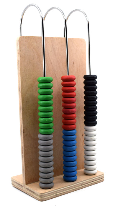 Abacus, 3 U-shaped steel wires, Wooden Frame, Arithmetic Learning and Calculation Tool for students and teachers - Eisco Labs