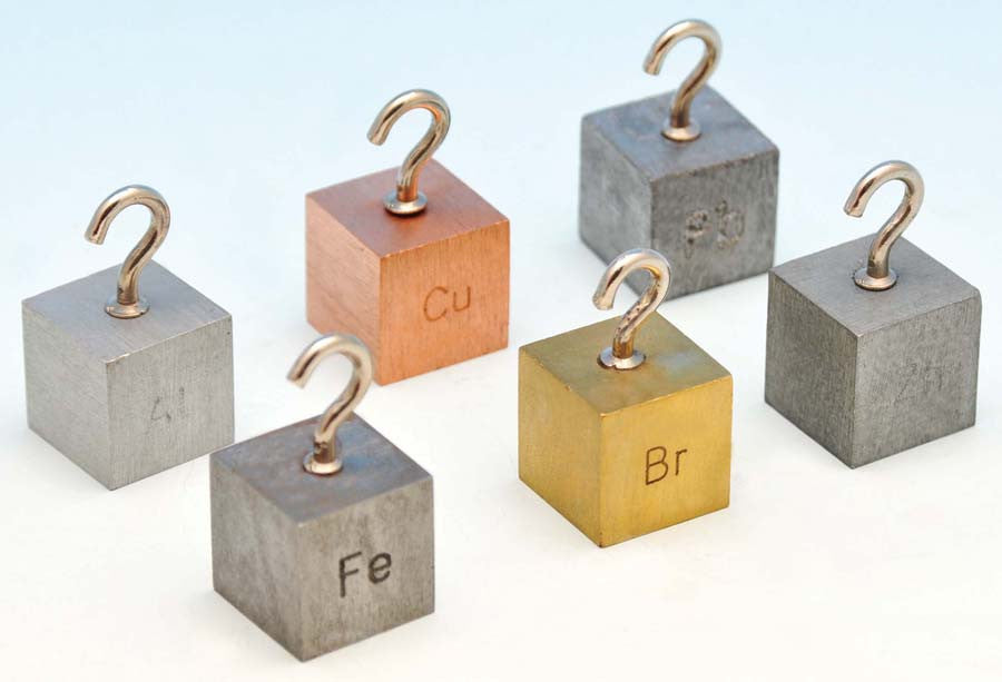 Cubes for Density Investigation with hook, Copper