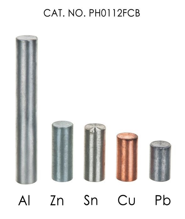 5 Piece Equal Mass Cylinder Set - Includes Zinc, Copper, Aluminum, Tin & Lead