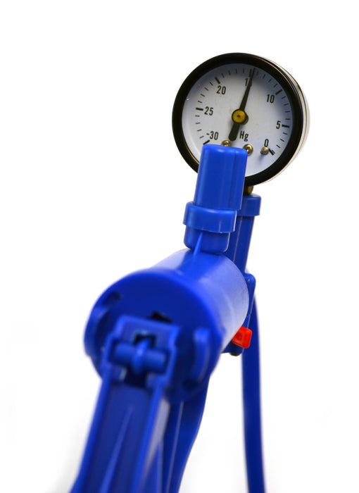 Blue Hand Held Vacuum Pump with gauge and 19.5" tube