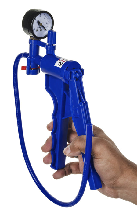 Blue Hand Held Vacuum Pump with gauge and 19.5" tube