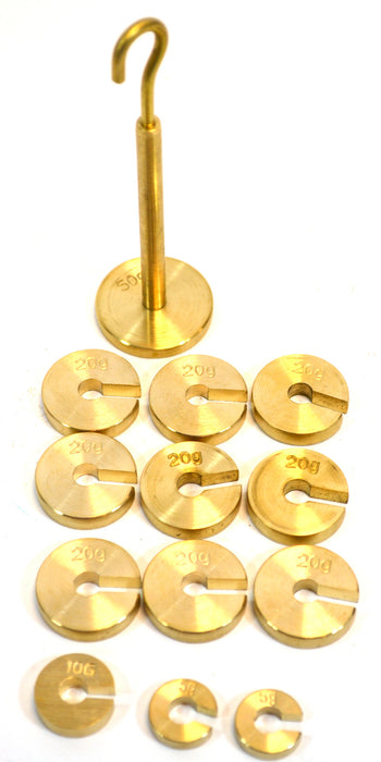 Slotted Weight Set, 250g - Brass - With Hook