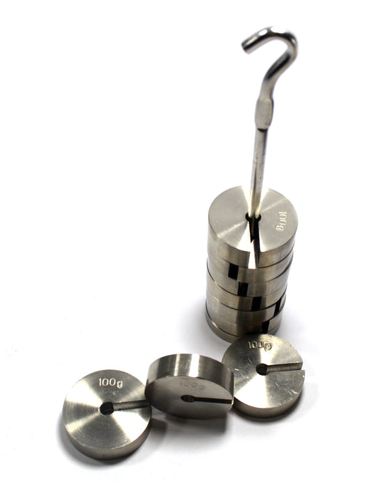 Eisco Labs Stainless Steel Slotted Set of Masses with Hanger - 9 Weights - 1000g