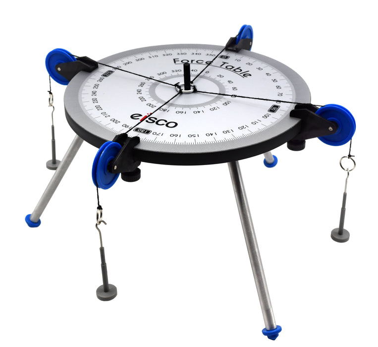 Eisco Labs Medium Size Force Table - 11.75" Diameter, 3 legs, 4 Pulleys