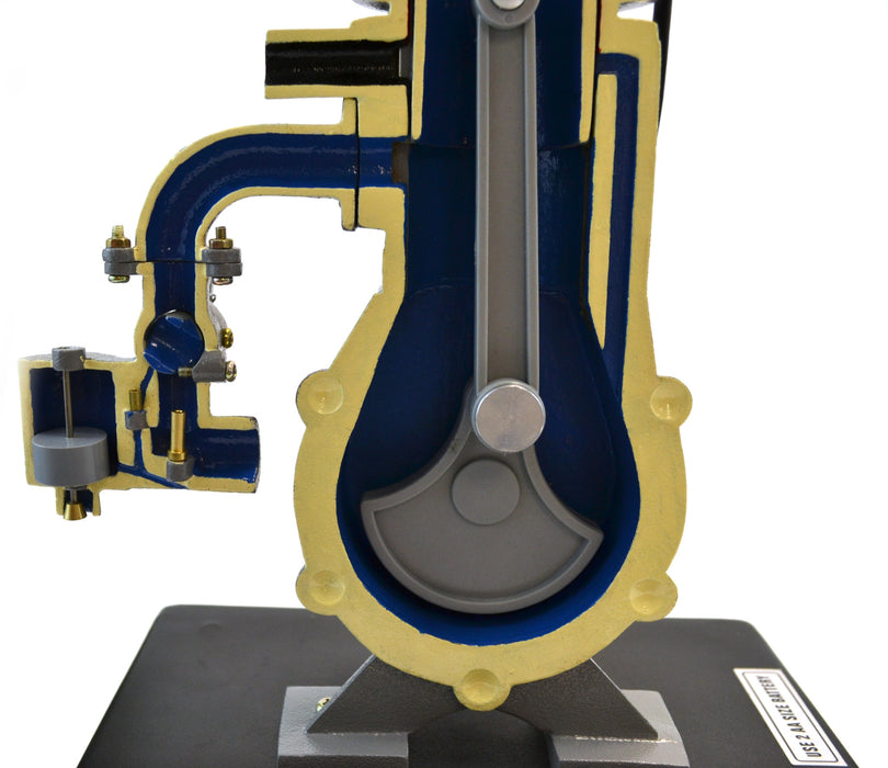 2 Stroke Gasoline Hand Crank Engine Model with Actuating Movable Parts to Demonstrate Engine Basics - 14" Tall