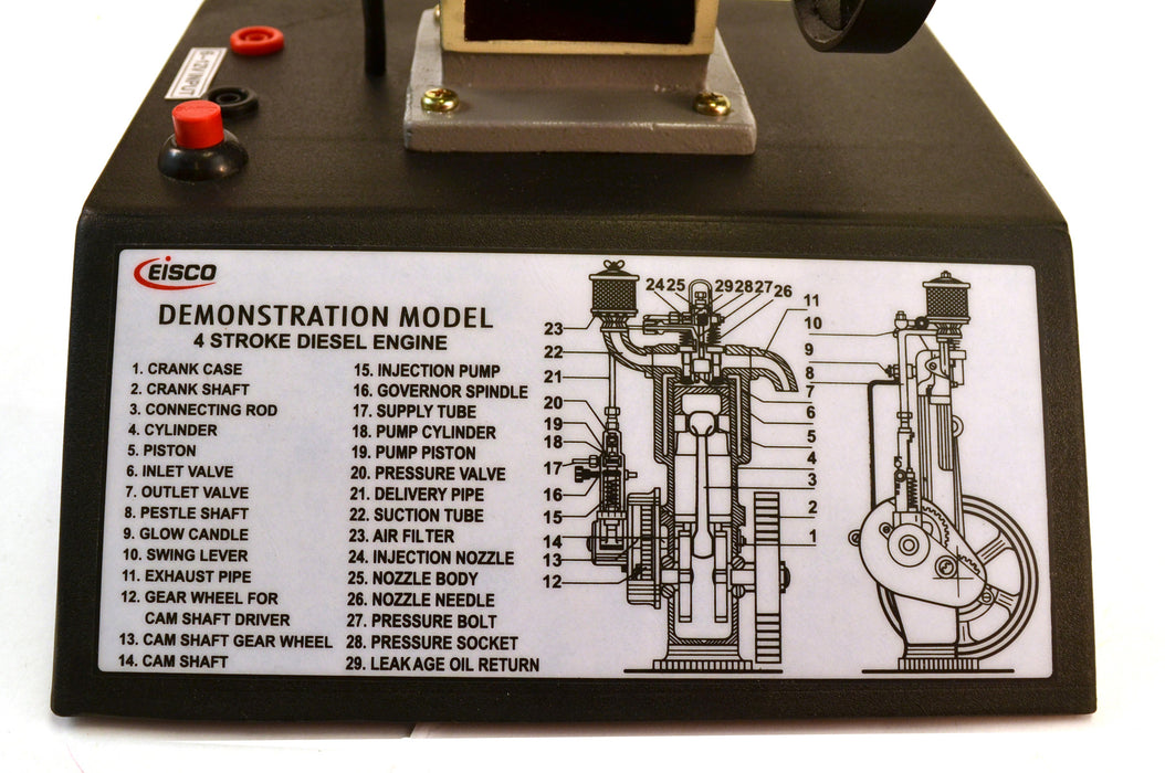 Eisco Labs 4 Stroke Diesel Hand Crank Model with Actuating Movable Parts to Demonstrate Engine Basics - 16" Tall