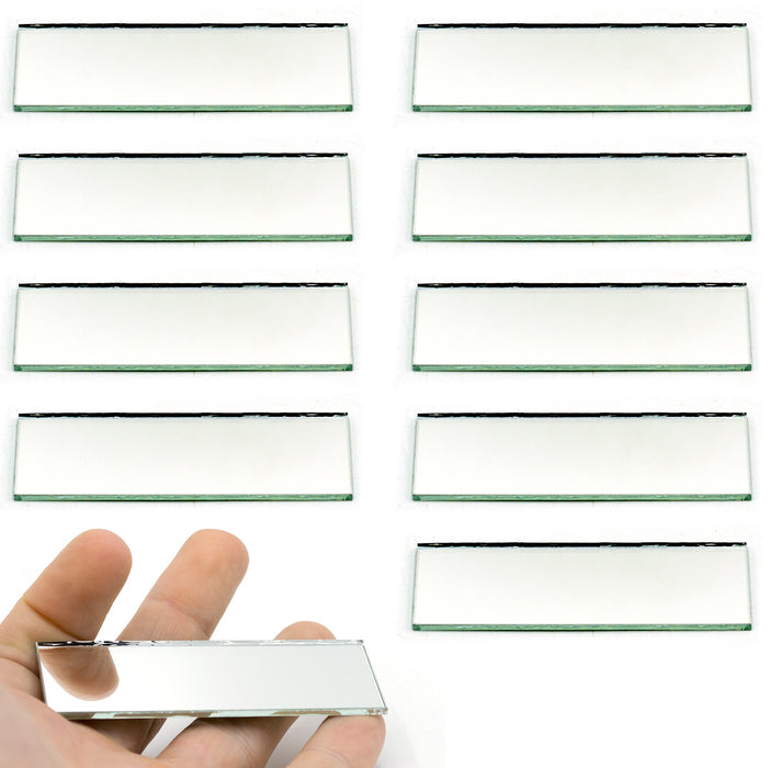 Rectangular Plano Glass Mirror - Pack of 10 - 3" x 1" - 2mm Thick Approx. - Eisco Labs