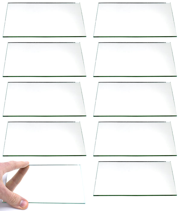 Rectangular Plano Glass Mirror - Pack of 10 - 6" x 4" - 2mm Thick Approx. - Eisco Labs