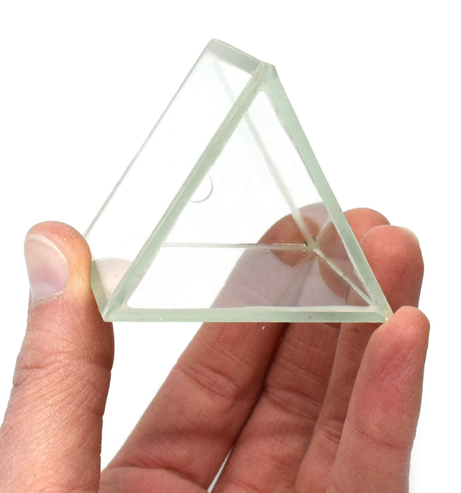 Hollow Glass Prism, with Stopper, Size 2" x 2" (50x50 mm) - Great for Studying Snells Law of Refraction - Eisco Labs