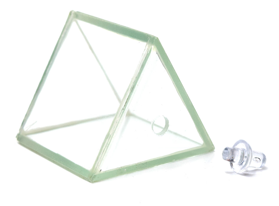 Hollow Glass Prism, with Stopper, Size 2" x 2" (50x50 mm) - Great for Studying Snells Law of Refraction - Eisco Labs