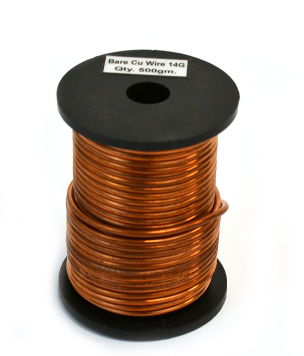 Eisco Labs Copper Wire, Bare, 50ft Reel, 14 SWG (12 AWG) - 0.08" (2.0 mm) Dia.