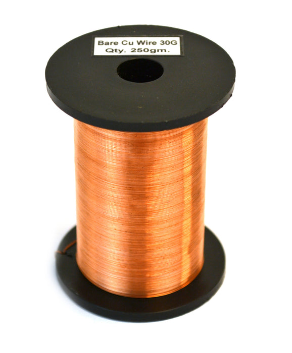 Eisco Labs Copper Wire, Bare, 1150ft Reel, 30 SWG (32/33 AWG) - 0.0124" (0.32 mm) Dia.