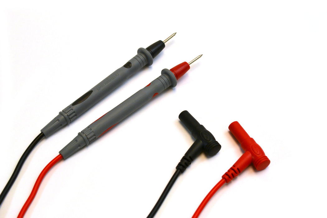 Eisco Labs Scientific Multimeter Test Leads (One Pair - Red & Black), Right Angle, Rated Cat III 1000V 20Amps with Protector Caps, 5/8" Tip Length, 34" Cable Length