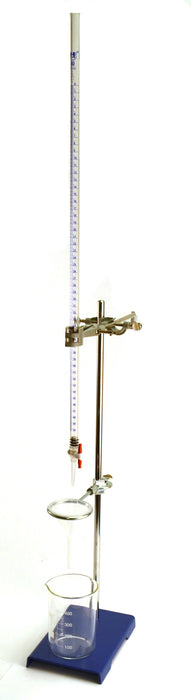 Titration Lab Kit - 50ml Burette, 23" (60cm) Rod, 8"x5" Heavy Base, Clamp, Boss Head, Ring Clamp, Funnel, 500ml Beaker