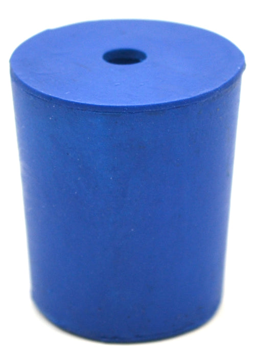 Neoprene Stopper, 1 Hole - Blue, Size: 21mm Bottom, 24mm Top, 28mm Length - Pack of 10