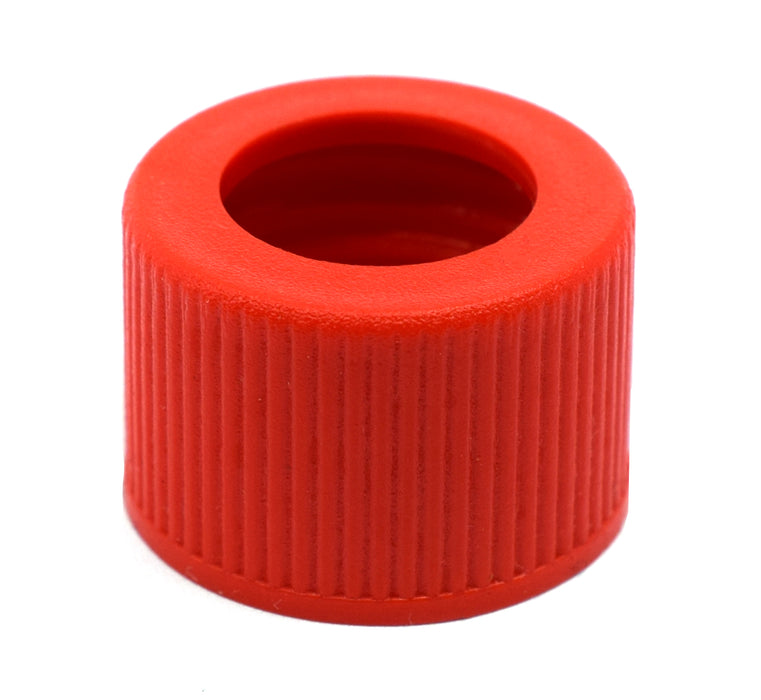 Pack of 10 Threaded Screw Caps, Open - Joint Size 14/23 - Plastic, Red Color - Spare / Additional Part - Eisco Labs