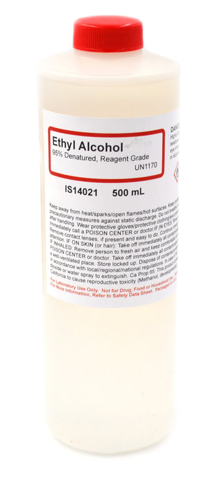 95% Denatured Ethyl Alcohol, 500mL - Reagent-Grade - The Curated Chemical Collection