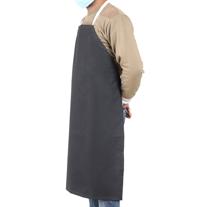 medium black rubberized apron on model side