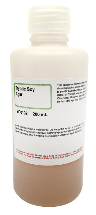 Prepared Tryptic Soy Agar (TSA), 200 ml, Case of 24- General Purpose Growth Medium - Innovating Science
