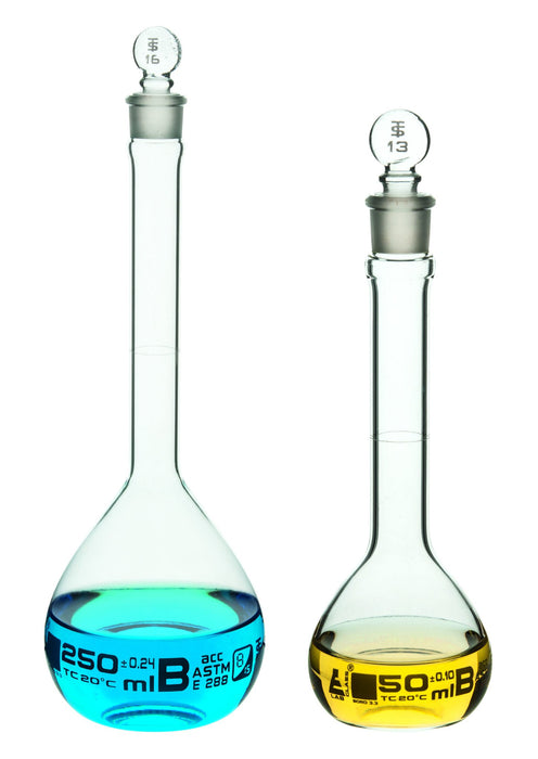 Flasks Volumetric with Glass Stopper Class - B, 200 ml, Blue Graduation