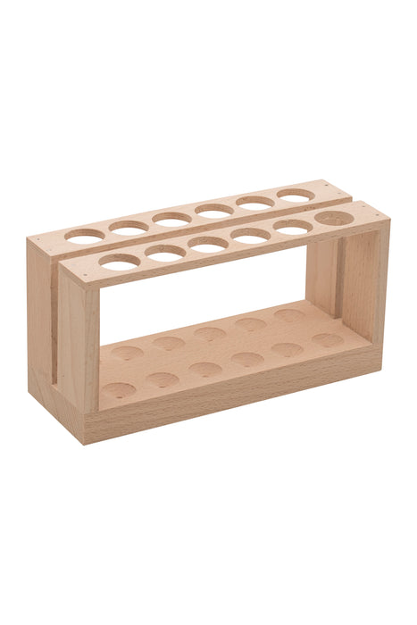 Economy Test Tube Rack - Holds 12 x 15mm Tubes - Unfinished Hardwood