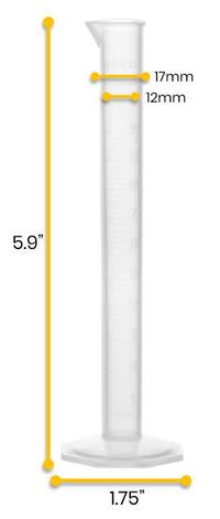 24PK Graduated Cylinders, 10mL - Class B - Octagonal Base - Raised Graduations - Polypropylene Plastic