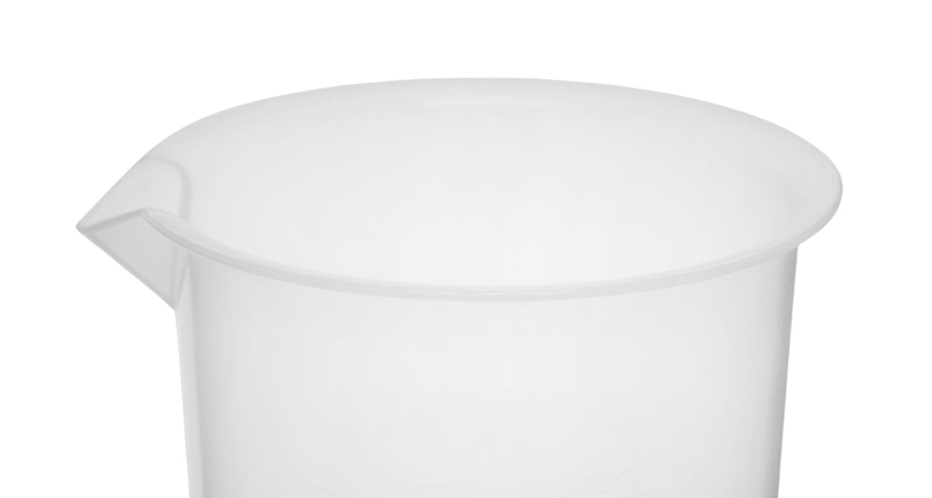4PK Plastic Beakers, 500ml - Polypropylene - Raised Graduations