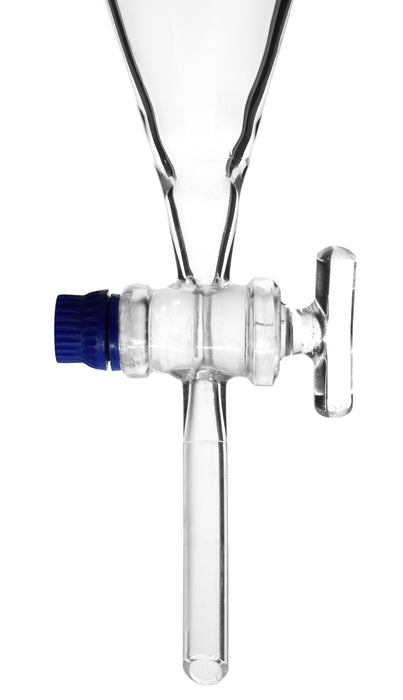 Dropping Funnel, 500mL - Squibb, Graduated - With 24/29 Plastic Stopper & Glass Key Stopcock - Borosilicate Glass