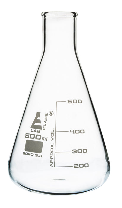 Erlenmeyer Flasks, 500mL - Narrow Neck - Borosilicate Glass