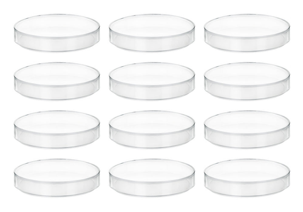 12PK Petri Dishes, 6" x 0.75" (153 x 20mm) - With Lid - Polypropylene Plastic