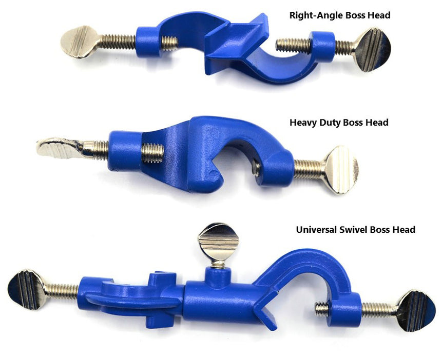 11 Piece Set - Rectangular Retort Stand, Rod, Bossheads, Clamps, and Rings