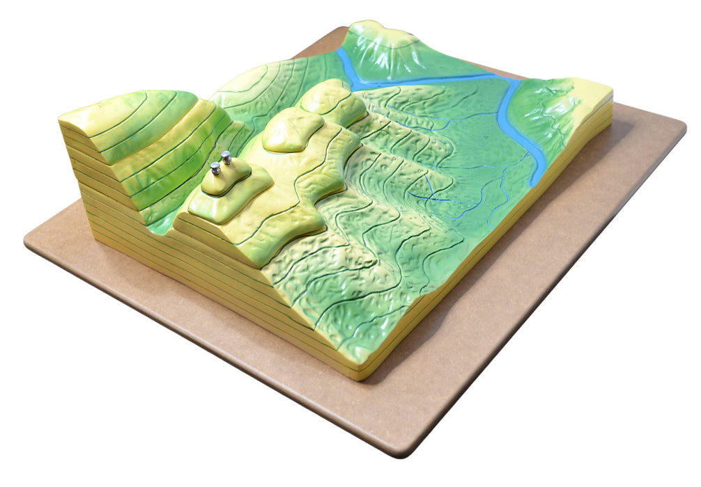 Contour Map Demonstration Model, 20 Inch - Mounted - Separates into Multiple Parts