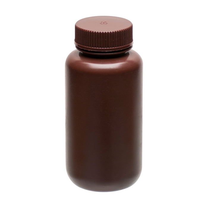Reagent Bottle, Amber, 500mL - Wide Mouth with Screw Cap - HDPE