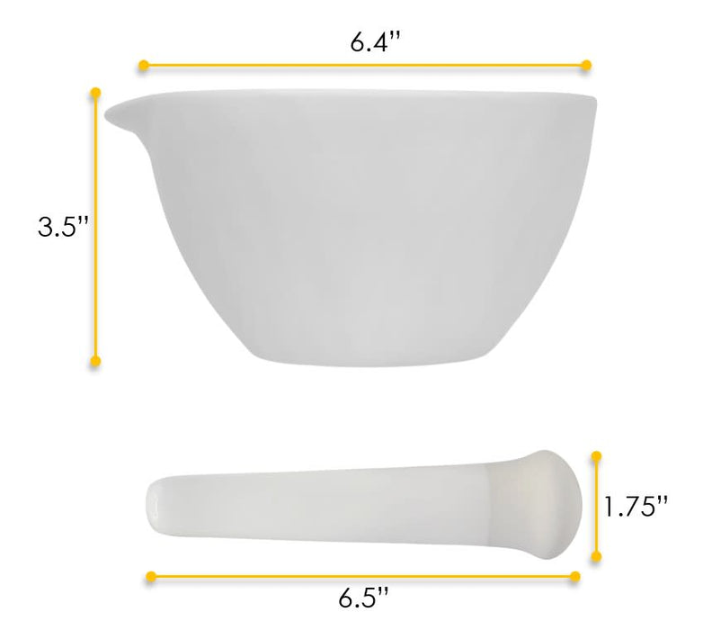 Mortar & Pestle, 550mL - 155mm - Porcelain, Unglazed Grinding Surface