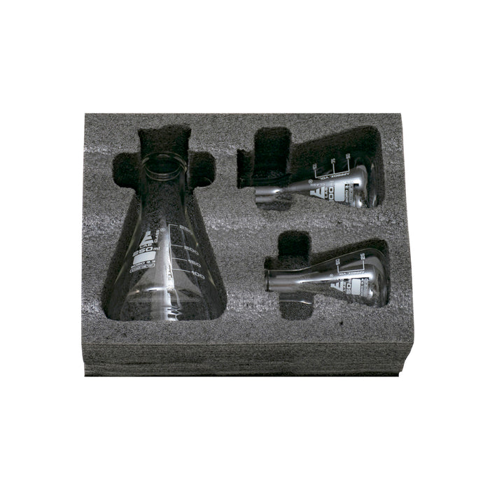 Premium Erlenmeyer Flask Set - 50ml, 100ml & 250ml - Narrow Neck, White Graduations - Superior Durability & Chemical Resistance - Borosilicate 3.3 Glass - Eisco Labs