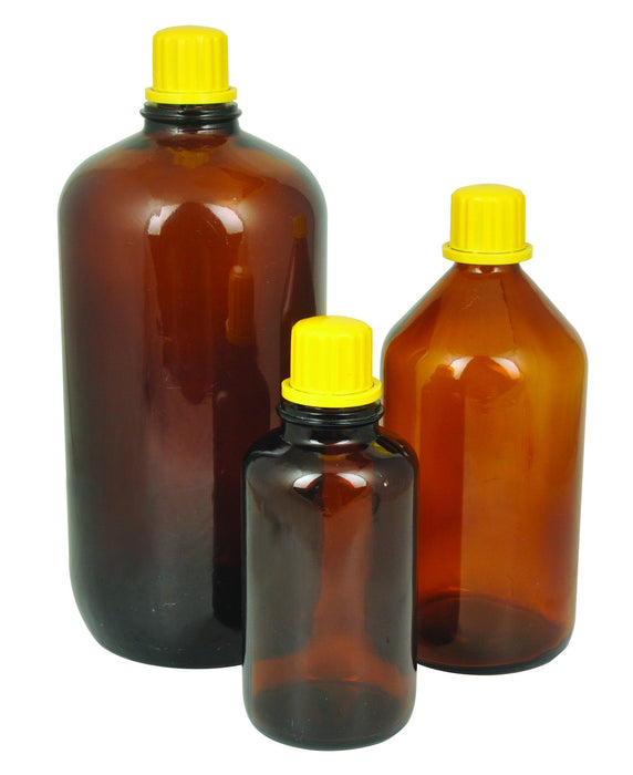 Reagent Bottle, 1000mL - Amber - With Screw Cap - Soda Glass