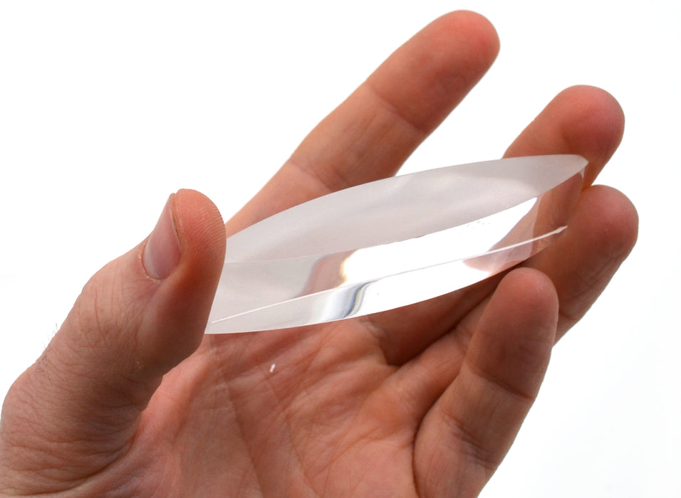Eisco Labs Double Convex Acrylic Lens; 89mm Length, 20cm Focal Length - Clear Side & Frosted Side