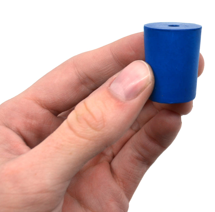 Neoprene Stopper, 1 Hole - Blue, Size: 19mm Bottom, 22mm Top, 28mm Length - Pack of 10