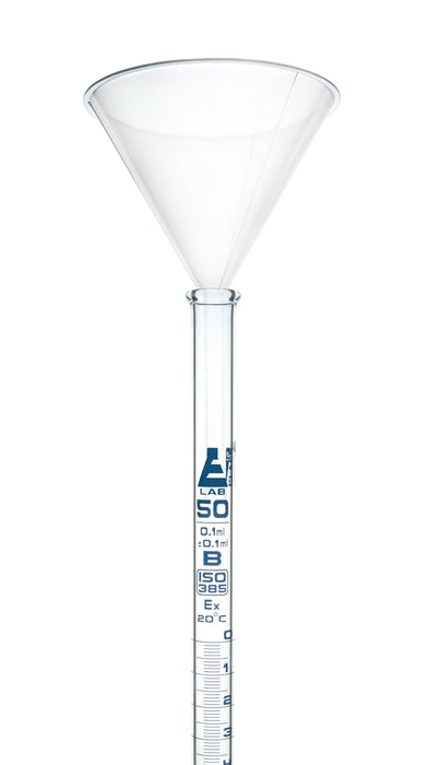 3pc Burette Starter Set - 50mL Glass Burette, Plastic Funnel, Brush