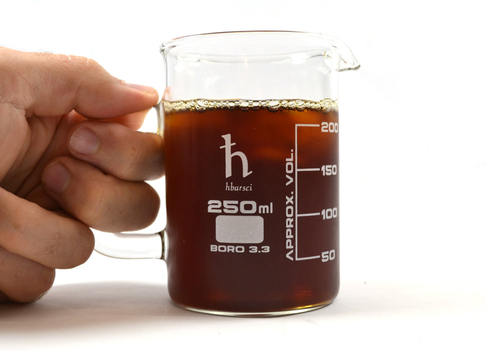 Premium Hand Crafted Beaker Mug, Borosilicate Glass - Tea or Espresso Sized