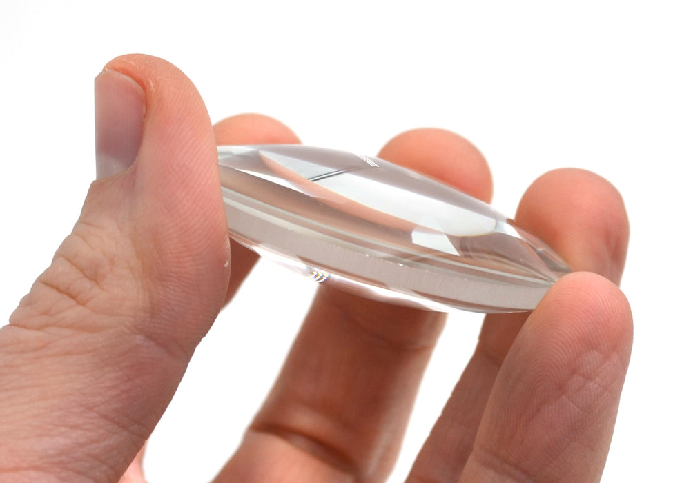 Round Double Convex Optical Glass Lens - 2" (50mm) Diameter - 50mm Focal Length - 15.5mm Thick Approx. - Eisco Labs