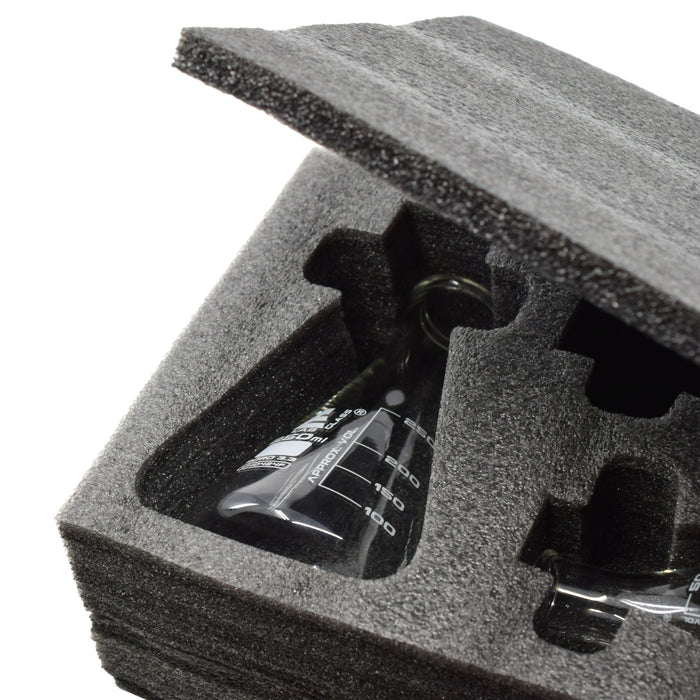 Premium Erlenmeyer Flask Set - 50ml, 100ml & 250ml - Narrow Neck, White Graduations - Superior Durability & Chemical Resistance - Borosilicate 3.3 Glass - Eisco Labs