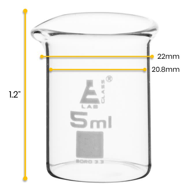 Beaker, 5ml - Low Form - Ungraduated - Borosilicate Glass