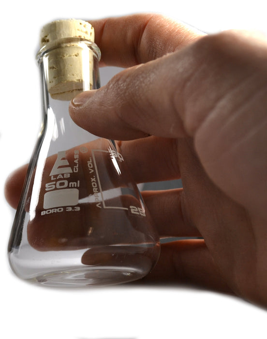 Borosilicate Flask with Cork Stopper, 50mL